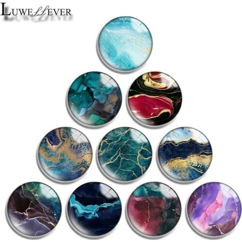 12mm 14mm 16mm 20mm 25mm 30mm 698 Marbling Mix Round Glass Cabochon Jewelry Finding 18mm Snap Button Charm Bracelet