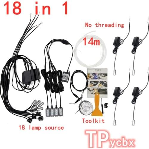 18 in 1 car Ambient light RGB Fiber Optic Lights Colors Car Styling Decorative Atmosphere Lamps Car Interior Light APP control