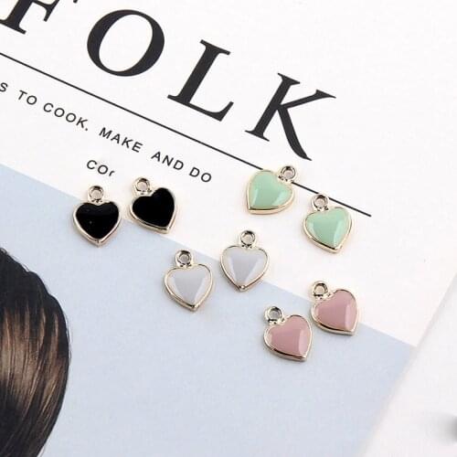 20pcs 10*14mm Zinc Alloy Love Design Enamel Charms Pendants Mini Sweet Heart Charms For DIY Earrings Bracelet Jewelry Accessory