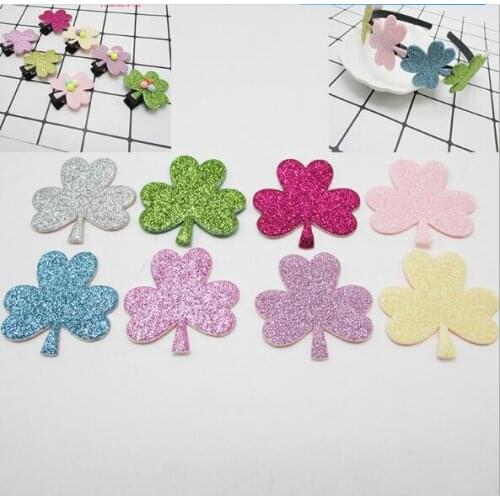 3.5cm 50pcs Glitter Leaves Padded Appliques Children headwear Accessories, DIY patches Baby Garment Accessories