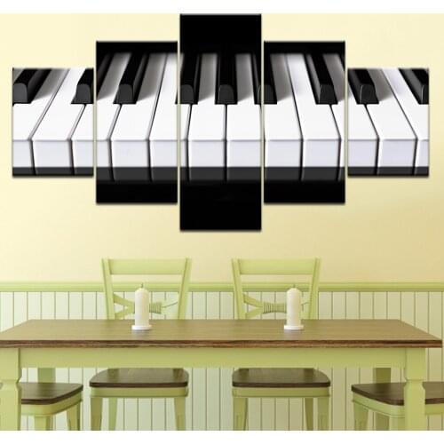 5 pieces canvas art piano keys hd printed music poster canvas painting home decor wall pictures for living room