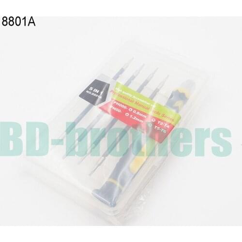 5 in 1 NO. 8801A Combination Screwdriver Set KeyScrewdrivers Kit T2 T4 T5 T6 PH00 PH000 0.8 1.2 Pentalobe 100set/lot