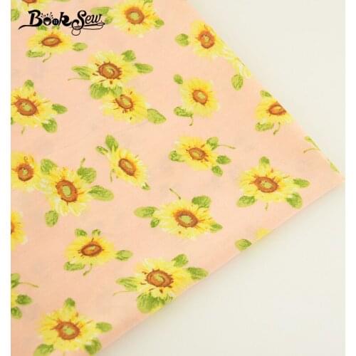 Booksew 100% Cotton Poplin Fabric Pink Fat Quarter Sunflower Deign Soft Sewing Tissue For Craft Clothing Girls' Dress Shirt CM