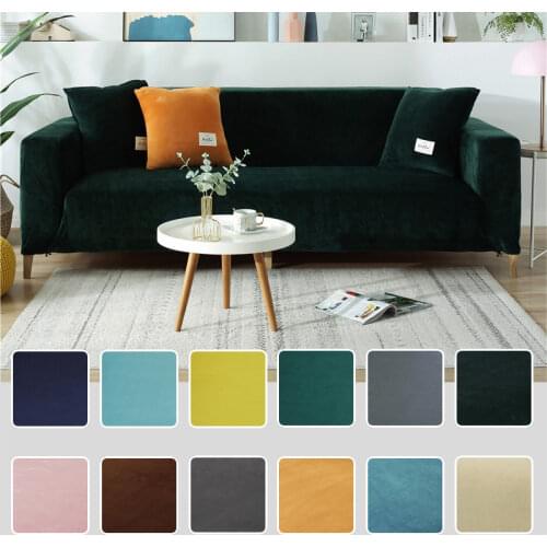 Solid Color Velvet Sofa Cover Soft Comfortable Winter Slip-resistant Couch Cover for Living Room Corner Sofa Cover Slipcover