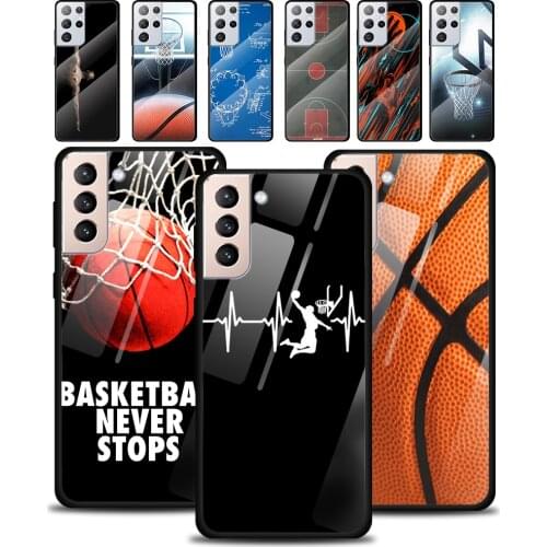 Basketball Never Stops Tempered Glass Cover For Samsung Galaxy S21 Plus Ultra M21 M31 M51 A52 A72 Phone Case Coque