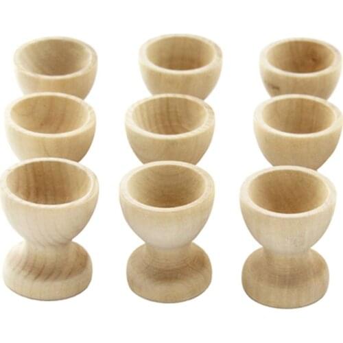 Wooden Egg Holding Cup Easter Eggs Holder DIY Unfinished Crafts Drawing Model Painted Graffiti Tools B36C