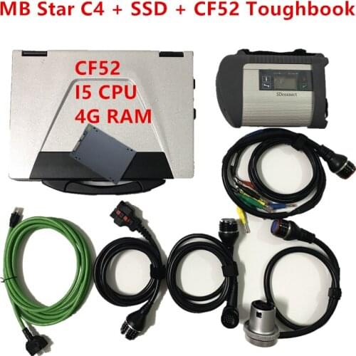 MB Star C4 SD Connect Compact 4 multiplexer diagnostic + SSD software 2020.6 installed well on CF52 I5 4G Laptop toughbook