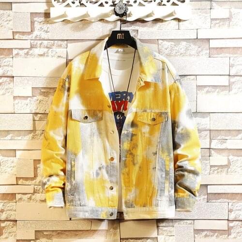 Spring Mens Denim Jacket Mens Trendy Fashion Slim Bomber Gradient Color Denim Jacket Male Retro Cowboy Jeans jackets Clothing