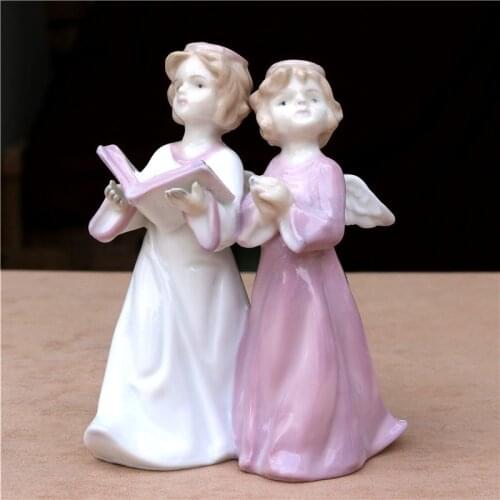 Porcelain Gospel Hymn Angel Figurine Ceramic Angel Choir Miniature Room Decor Church Festival Gift Craft Ornament Accessories