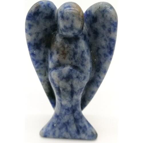 1pcs Angel Figurine 1.5"/2"Natural Sodalite Stone Angel Healing Reiki Office Decor Mascot Good Lucky Angel Decoration