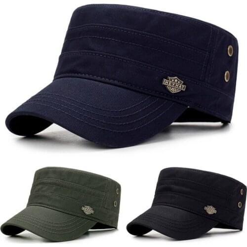 2021 Branded Men Military Cap Summer Autumn Casual Cadet Hat Washed Cotton Flat Top Caps Female Vintage Army Hats Bone Man Cap