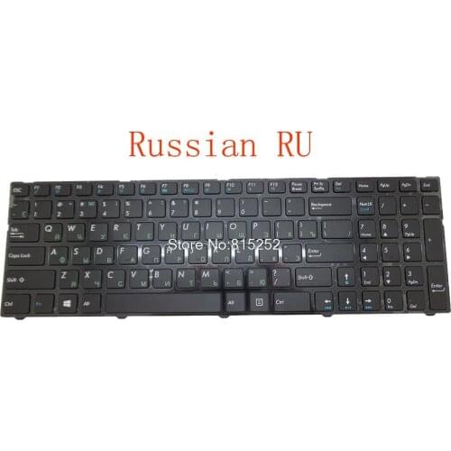 Laptop Keyboard For Pegatron C15 MP-13A83SU-5281 0KN0-CN2RU12 Russia RU/Turkish TR/United States US New With Shiny black Frame