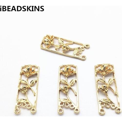 New arrival!33x13mm 50pcs Copper Rectangle Flower shape charm for Jewelry Earrings parts,hand Made Earrings Findings Jewelry DIY