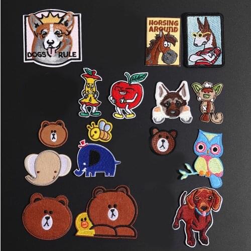 Cartoon Bear Rabbit Lovers Badges for Clothes Coat Accessories Iron On Elephant Bee Dog Monkey Animal Patches 3D Diy Hat Decor