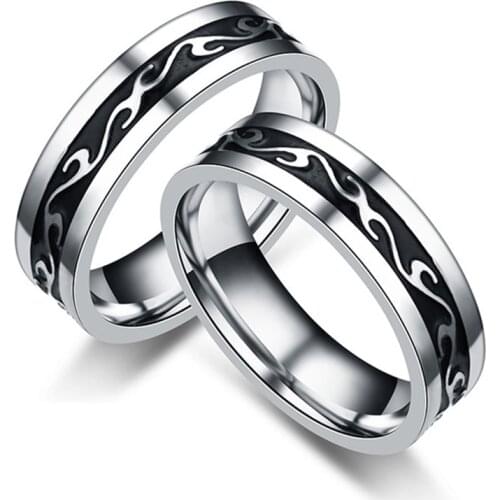 New Arrivals Stainless Steel Rings Men Jewelry 6mm Width Black Color Vintage Ring for Women and Men