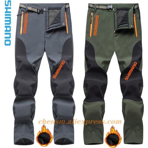 Shimano Winter Fishing Pants Fleece Fishing Pants Men Outdoor Thicken Hiking Pants Windproof and Warm Soft Shell Fishing Pant