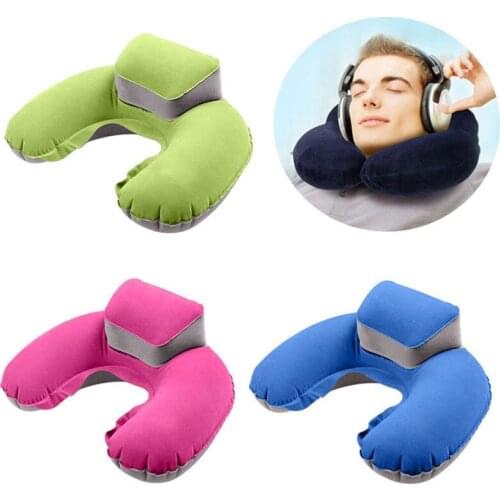 Flocking surface Inflatable 2018 New Neck Air Pillow U-shaped Cushion Outdoor Travel Portable Pillow Sleeping PVC Inner tube