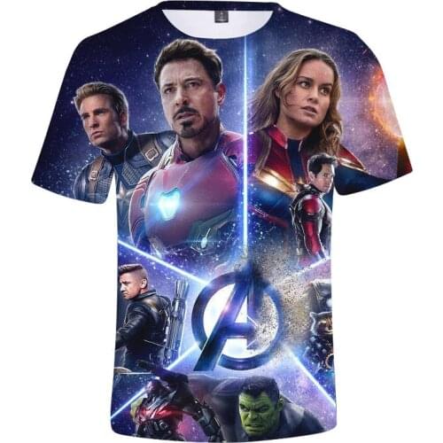 Marvels new boys and girls clothing 3D color printing cool digital printing big kids T-shirt fashion short sleeves