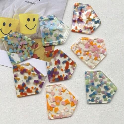 Newest 30pcs Acetic Acid Floral Geometry Irregular Earring Necklace Pendants Ornament Accessory Fashoin Jewelry Charms 39*45mm