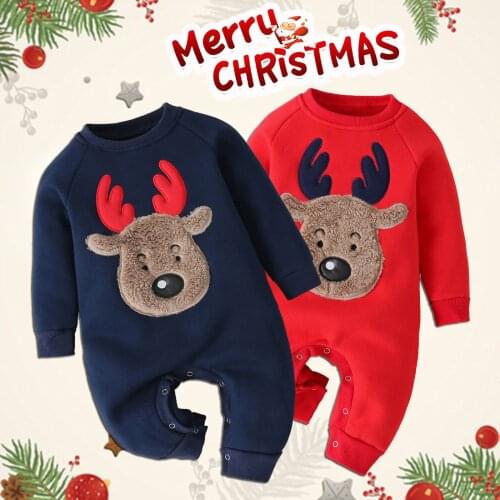 Newborn Infant Baby Boy Girl Clothes Long Sleeve Christmas Cartoon Deer Romper Jumpsuit 3 6 9 12 Months pijama navidad bebe