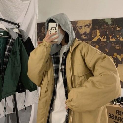 Clothing mens Korean version of the trend workwear cotton clothing mens thick coat couple winter cotton tweezers clothes