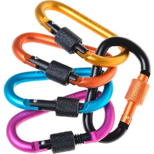 Wholesale 1pc Aluminum Carabiner D-Ring Outdoor Spring Snap Clip Hooks Key Chain Clip Snap Hook Karabiner Camping Keyring