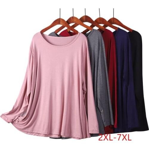 Pyjama Femme One Piece Womens Sleep Tops New Casual Plus Size Sleepwear Bottoming Shirt Spring Autumn Nightwear Pajama 2XL-7XL