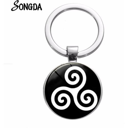 Teen Wolf Triskele Keychain Triskelion Allison Argent Punk Glass Cabochon Pendant Key Chain Silver Plated Men Car Keyring