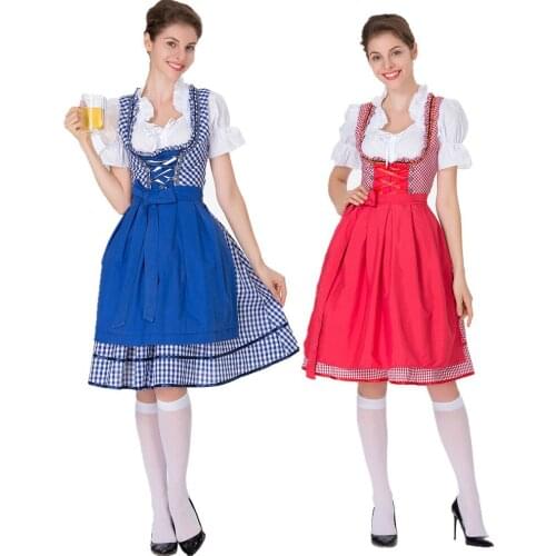 Size S-3XL Oktoberfest Dirndl Beer Maid Costume Adult Women Bavaria Festival Beer Maid Fancy Dress