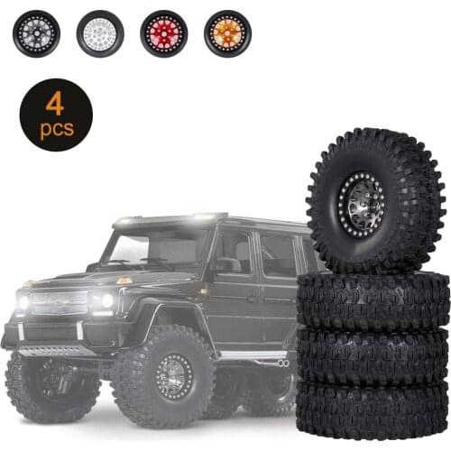 4PCS 1.9in Crawler RC Rubber Tires with Metal Rim for 1/10 RC Rock Crawler Traxxas Trx6 Axial Scx10 90046 RC4WD RC Car Parts
