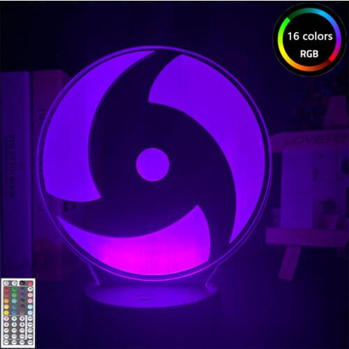 Naruto Sharingan Logo Anime Night Light for Children Bedroom Decor LED 3d Night Lamp Kids 3d Light Gift Toys for Children Manga