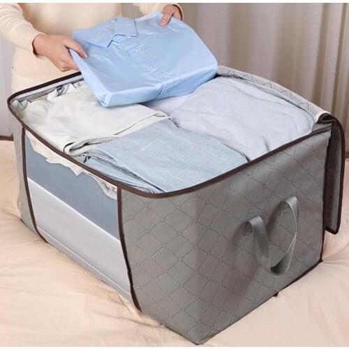 Blanket Storage Bag Foldable Space-saving Non-woven Fabric Folding Stackable Blanket Storage Bag for Home Wardrobe