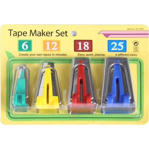 4pcs Bias Tape Makers Sewing Machine Tools Bias Binding Tape Maker Pick Size 6mm/9mm/12mm/18mm/25mm Sewing Accessories
