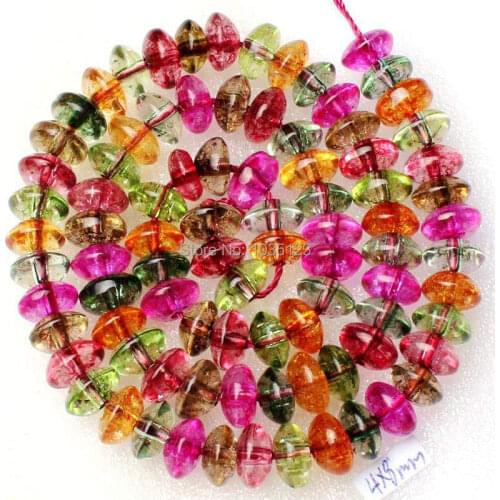 High Quality 4x8mm Smooth Mixedcolor Stone Rondelle Shape Gems Loose Beads Strand 15" DIY Creative Jewellery Making w2003