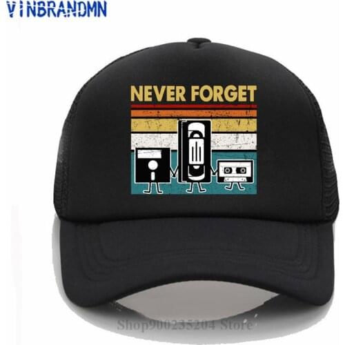 70s 80s vintage never forget VHS Cool Hats magnetic tape disc cassette disk Funny baseball cap causal good memory retro cool hat