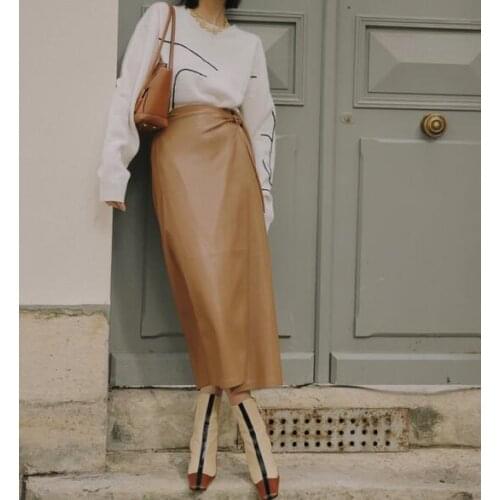 Women Skirt 2019 Fall Winter Rabbit Ear Bow Tie Wrap Long Skirt