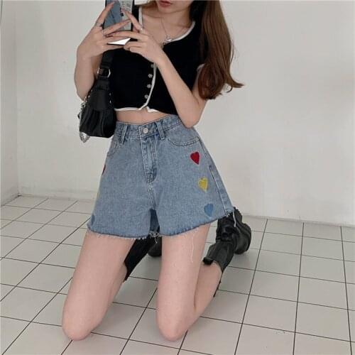 2021 Summer Women Shorts Streetwear High Waist Jeans Woman Korean Style Women Clothing Ripped Trousers Ropa De Mujer WPY3073