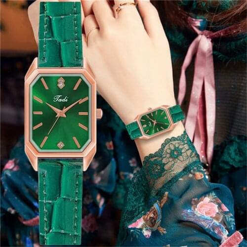 Women Rectangle Rose Gold Dial Wristwatches Luxury Leather Fashion Watches Female Ladies Quartz Clock Reloj Mujer