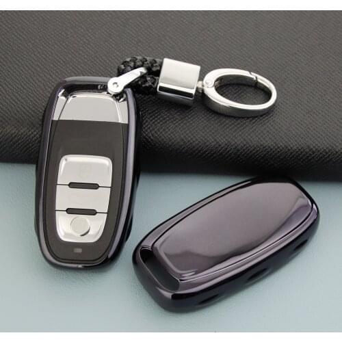 Smart Car Key Fob Case Cover Holder Chain Keychain For Audi A4 B8 A5 A6 A7 A8 Q5 Black