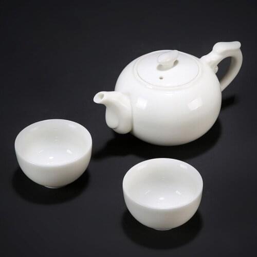 1 PCS Ceramic Teapot kettles 2 PCS cups set Mutton White jade porcelain Chinese kung fu tea set drinkware tea utensils