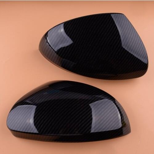 2pcs Carbon Fiber Style Rearview Side Wing Mirror Cover Cap Trim Frame Housing Fit For VW Tiguan 2009-2016