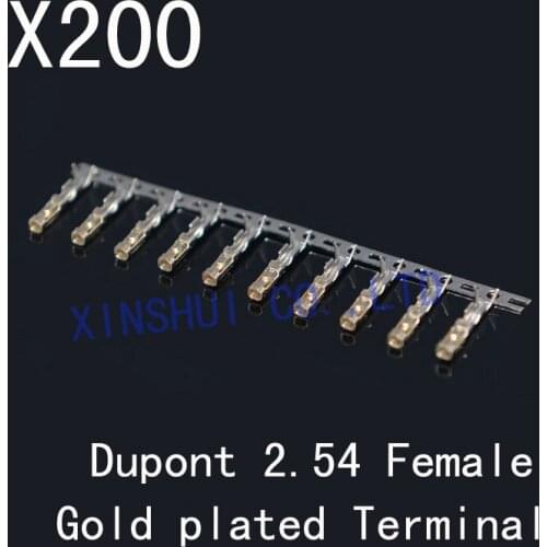 200pcs 2.54mm Dupont Jumper Wire Cable Housing Female Pin Connector Terminal gold plated