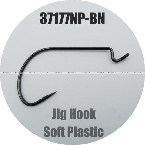 37177NP-BN, Soft Plastic Worm Jig Hooks, 100pcs Fishing Hooks, Jig Fishing (old ref: 37177BLN)
