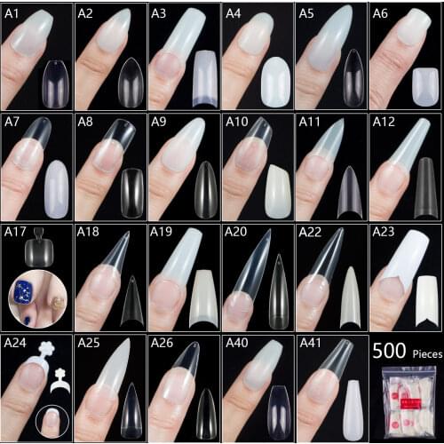 500 Pieces Of Ballerina Stiletto Coffin Rounded Square False Nail Tips Manicure Fake Nail Tips Long False Nails Short Nail Tips