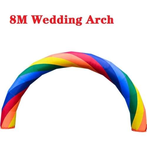 8m Rainbow Inflatable Wedding Arch Colorful Events Party Supply Opening Ceremony Advertising Tool Outdoor Exhibition Decoration