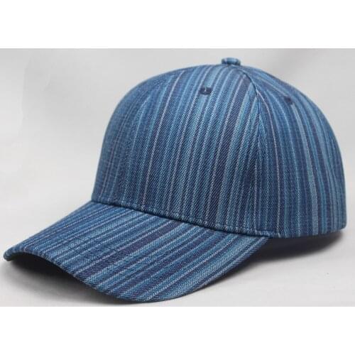 Classic Retro Blue Striped Mens Snapback Caps Adjustable Buckle Ball Cap Dad Hat Head 58-60cm