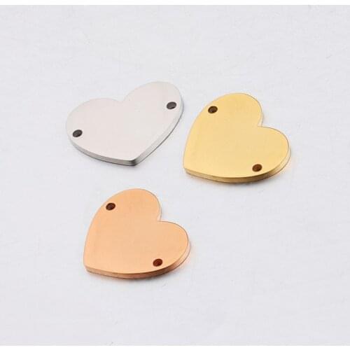 Fnixtar Heart Charms Stainless Steel Mirror Polished DIY Heart Charm Connectors For Bracelet 17*20mm 20piece/lot