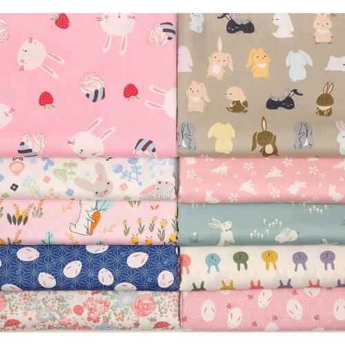 Cartoon Rabbit Cotton Printed Fabric Forsewing Dress With Twill Bedding Handmade DIY Clothing Fabric Cotton 100% Kids