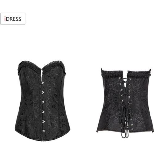 S to 6XL Plus Size Corselet Free Shipping Langerie Black White Bustier Steel Boned Embroidery Overbust Women Corset Plus Size