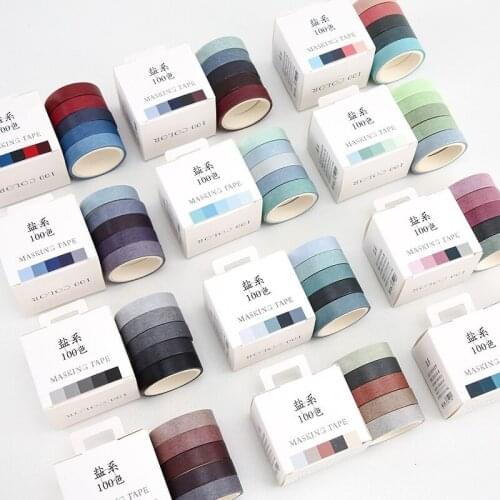 5 Rolls of Hand Account Tape Salt Series 100 Colors and Paper Tape Basic Creative Models Solid Color Gift Box Decorative Glue